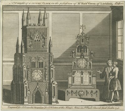 Lichfield - Musical Altar-Clock: engraving by Richard Greene