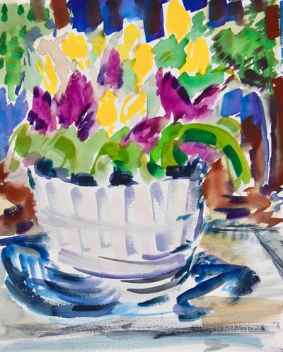 Flowers in a Barrel by Richard H. Fox