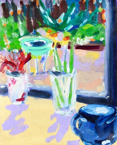 Still Life with Bird Bath by Richard H. Fox