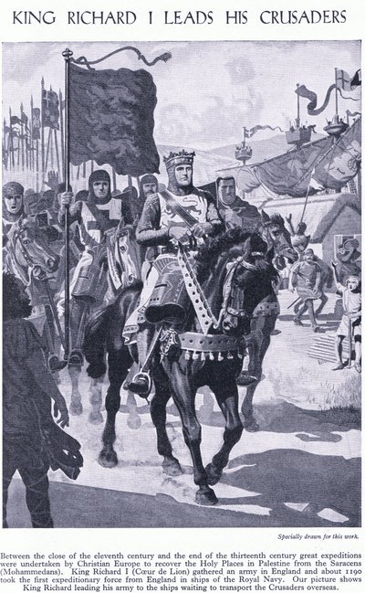 King Richard I Leads His Crusaders, c.1950 by Richard Henry Brock
