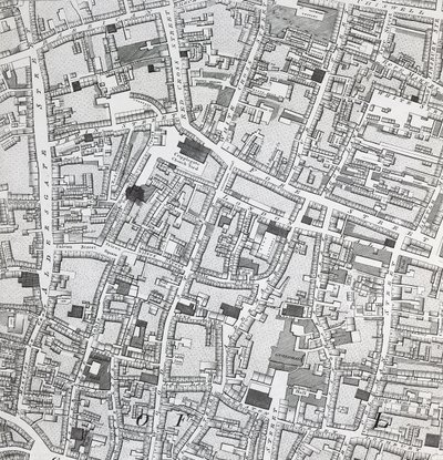 Street map of London around Guildhall, c.1795 by Richard Horwood