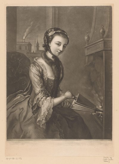 Young woman with a bellows by Richard Houston