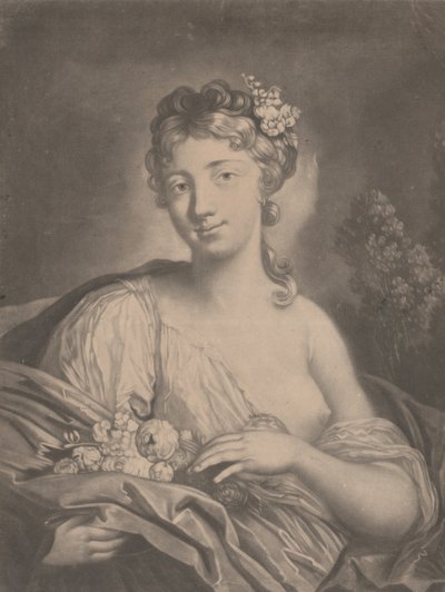 Spring: a young woman holding flowers in her cloak by Richard Houston