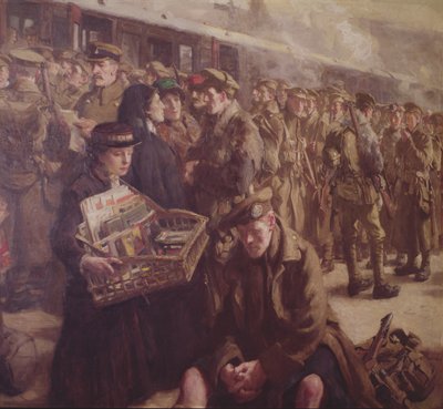 Return to the Front: Victoria Railway Station 1917 (detail) by Richard Jack