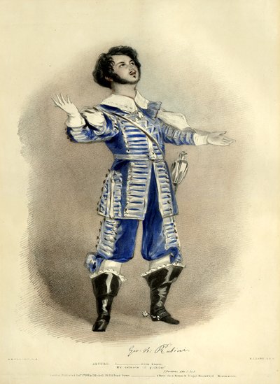 I Puritani with Giovanni Rubini as Arturo (created the role) from first production in Paris, Théâtre-Italien by Richard James Lane