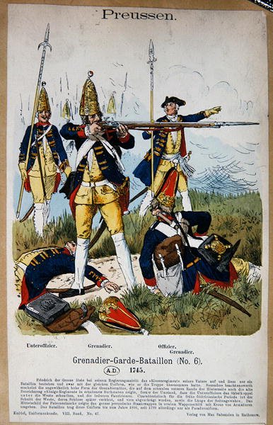 Prussian Grenadier Guards and Officers in 1745, c.1890 by Richard Knoetel