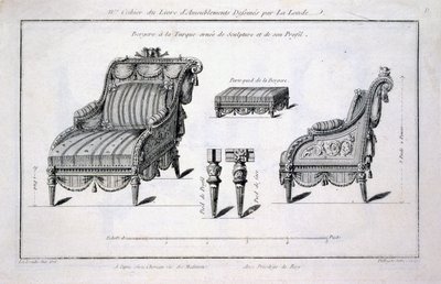 Turkish Style Bergere Armchair, from Oeuvres Diverses de Lalonde, Decorateur et Dessinateur, Published 1780-96 by Richard Lalonde