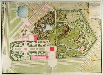 Plan of the French and Rustic Gardens of the Petit-Trianon with the Building Masses, from Recueil des Plans du Petit Trianon by Richard Mique by Richard Mique