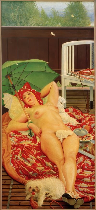 Reclining Woman with Green Parasol by Richard Muller