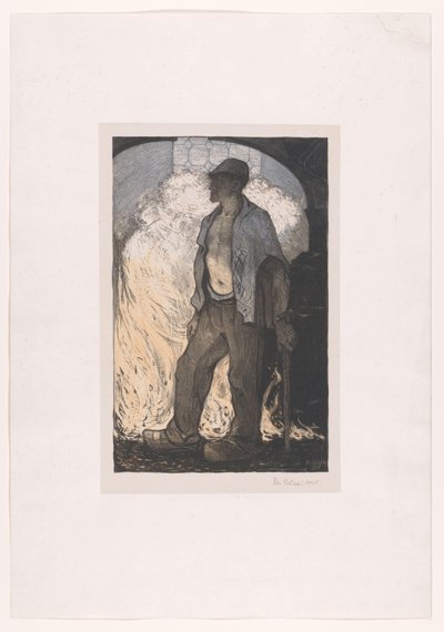 Worker by a Fire by Richard Nicolaüs Roland Holst (signed by artist)