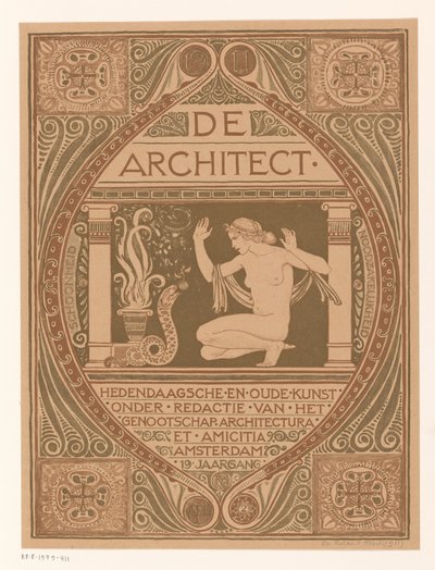 Cover design for: De Architect, 1911 by Richard Nicolaüs Roland Holst (signed by artist)