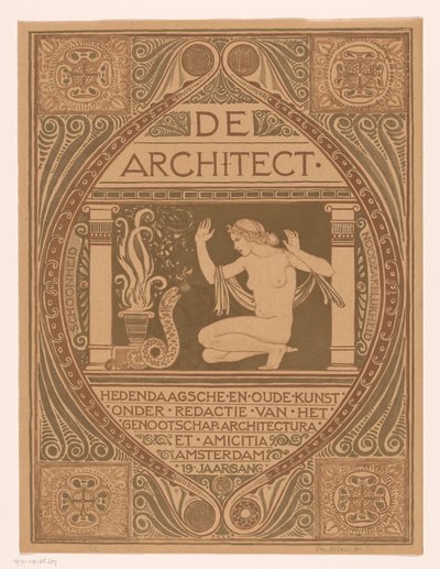 Cover Design for: De Architect, 1911 by Richard Nicolaüs Roland Holst (signed by artist)