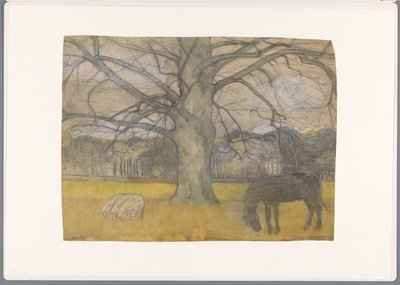 Bare Beech in a Meadow with Sheep and a Horse by Richard Nicolaüs Roland Holst