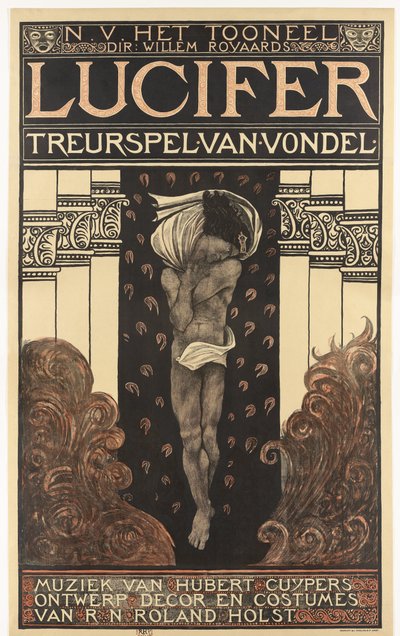 N.V. Het Toneel. Dir. Willem Royaards. Lucifer Tragedy by Vondel. Music by Hubert Cuyper. Design, Decor, Costumes by R.N. Roland Holst. by Richard Nicolaüs Roland Holst