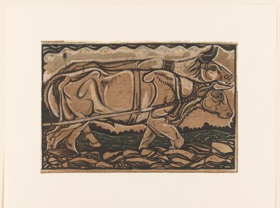 Design for Painting Heidemaatschappij in Arnhem: Two Oxen by Richard Nicolaüs Roland Holst