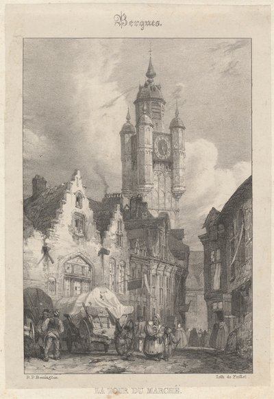 Bergues - The Market Tower by Richard Parkes Bonington