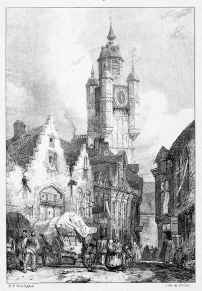 Bergues: La Tour du marché by Richard Parkes Bonington