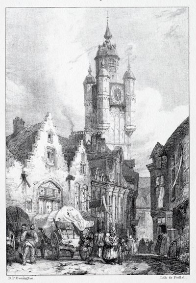 Bergues: La Tour du Marché (1824) by Richard Parkes Bonington
