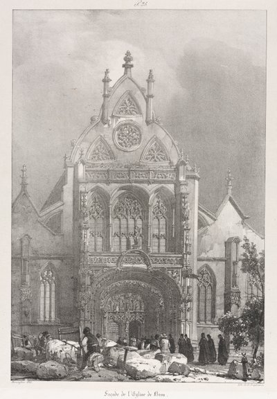 Picturesque and Romantic Trips in Old France, Franche-Comté: Front of the Church at Brou by Richard Parkes Bonington