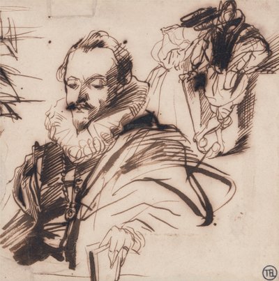 Study of a Gentleman in 17th Century Costume, After Van Dyck by Richard Parkes Bonington