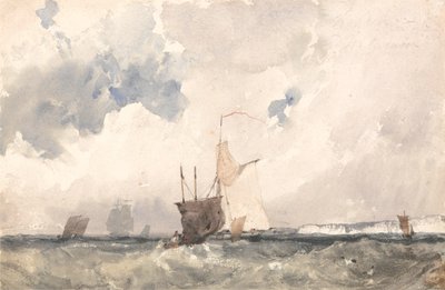 Vessels in a Choppy Sea by Richard Parkes Bonington