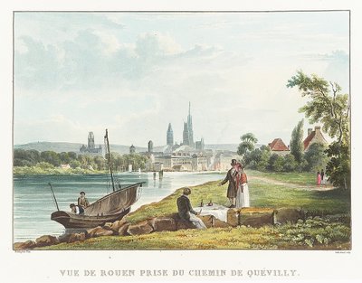 View of Rouen Taken from the Quevilly Road. Lithography by Richard Parkes Bonigton, Early 19th Century by Richard Parkes Bonington