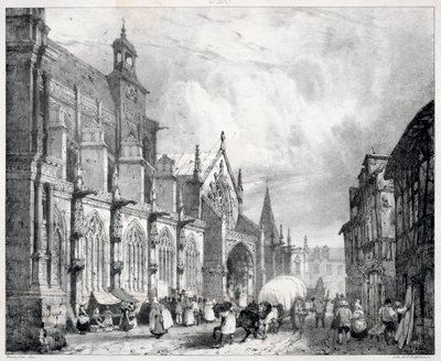 Picturesque and Romantic Voyages in Old France, Normandy: Church of Saint Gervais and Saint Protais in Gisors by Richard Parkes Bonington
