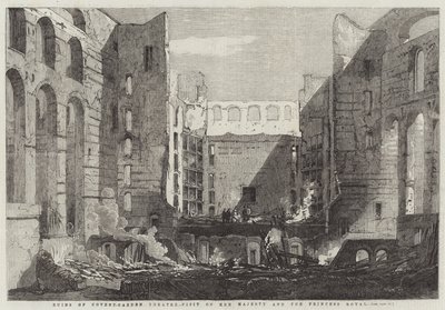 Ruins of Covent-Garden Theatre, Visit of Her Majesty and the Princess Royal by Richard Principal Leitch