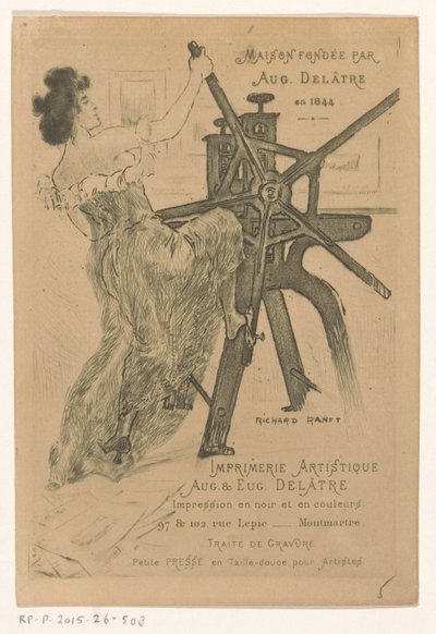 Business Card of Printers Auguste and Eugène Delâtre in Paris by Richard Ranft