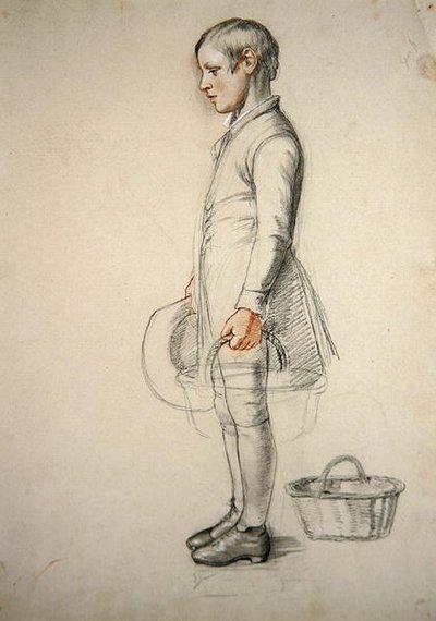 A Boy Standing, Holding a Basket, a Study for 