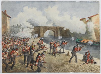 The 27th Inniskilling Regiment at Toulouse, 10 April 1814, circa 1900 by Richard Simkin