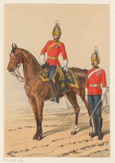 Two British Soldiers (series title: Nine Depictions of British Military Uniforms) by Richard Simkin