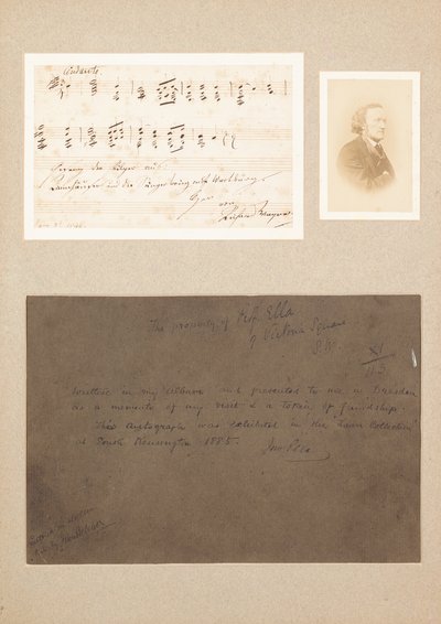 Autograph musical quotation mounted with carte-de-visite photograph of Wagner and a provenance note by Richard Wagner
