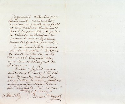 Handwritten letter of Richard Wagner to Luigi Mancinelli, December 10th by Richard Wagner