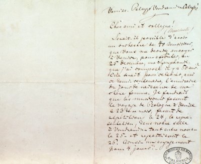 Handwritten letter of Richard Wagner to Luigi Mancinelli, December 10th by Richard Wagner