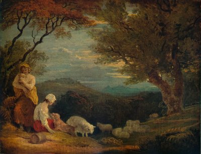 Landscape with Women, Sheep and Dog by Richard Westall