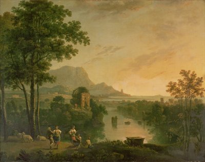 Coastal Landscape at Evening with Shepherds and Shepherdesses Dancing by Richard Wilson