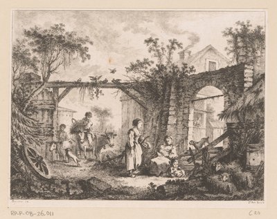 View of a Courtyard with a View Through a Gate to a House by Richard de Saint Non