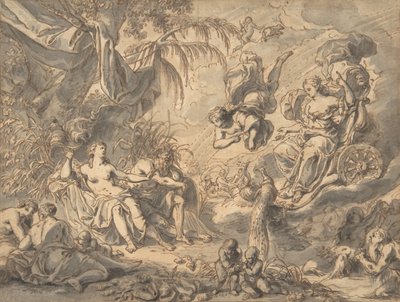 Juno on Her Chariot Visiting a Young Woman and a Rivergod by Richard van Orley
