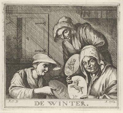 Interior with Three Peasant Women (The Winter) (Winter Scenes) by Rienk Jelgerhuis