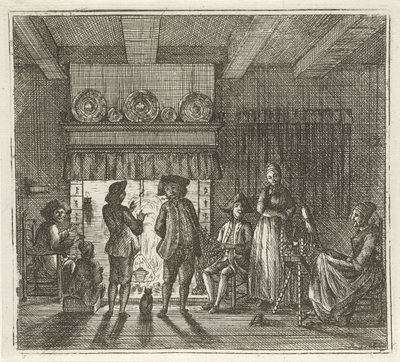 Interior with Figures by an Open Hearth by Rienk Jelgerhuis