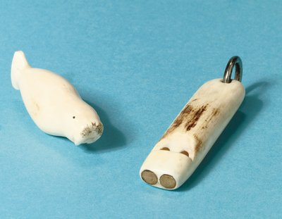 Model of a walrus and a whistle by Roald Engelbergt Gravning Amundsen