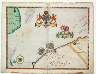Dover to Sandwich and Blacknerse to Gravelines - The Spanish Armada and the English Fleet off Calais, c. 1590 by Robert (after) Adams
