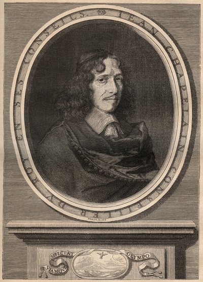 Portrait of Jean Chapelain, French Poet. Engraving by Nanteuil and Peulot by Robert (after) Nanteuil