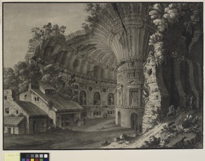 Architectural Fantasy. The Inside of a Ruin of a Rotunda with a Gigantic Vault by Robert Adam