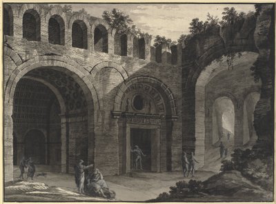 Architectural Fantasy of an Inner Courtyard of an Antique Ruin by Robert Adam