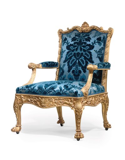 One of a pair of George III giltwood armchairs by Robert Adam