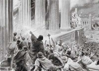 The Burning of the Library at Alexandria, 391 AD by Robert Ambrose Dudley