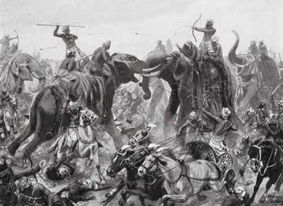 The Defeat of Pulikesin II Chalukhya by Mahamalla Pallava at Badami, AD 642 by Robert Ambrose Dudley