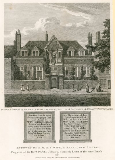 Schools founded by the Reverend Ralph Davenant, Rector of the Parish of St Mary, Whitechapel by Robert Blemell Schnebbelie
